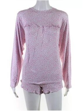 Emerson Road Little Giraffe Pink Printed Long-Sleeve Shorts Sleep Set Small NWT